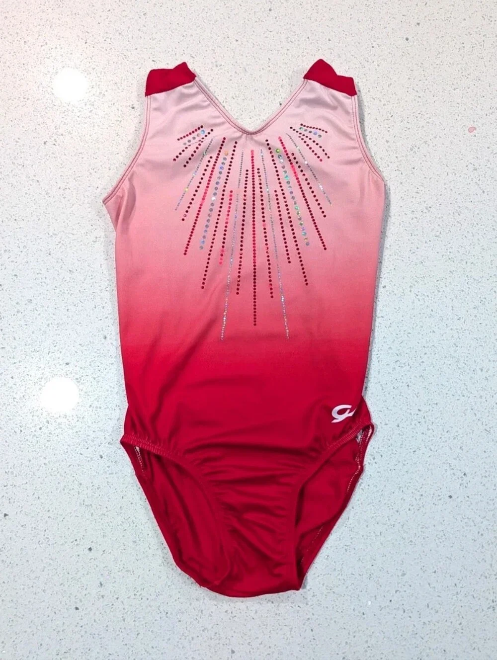 GREAT GK Elite Child Small CS Gymnastics Dance Leotard Ombre GRADIENT Sequins
